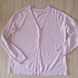 Ashley Blue Knit Cardigan V-neck Dressy Lightweight Button Down Sweater
